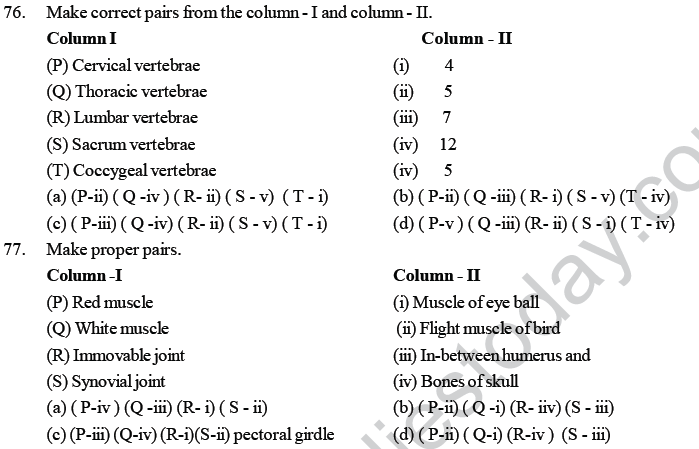 NEET UG Biology Locomotion and Movement MCQs