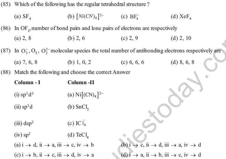 NEET UG Chemistry Chemical Bonding MCQs-12