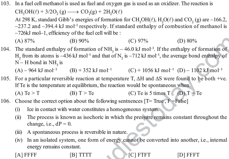 NEET UG Chemistry Chemical Thermodynamics MCQs-12