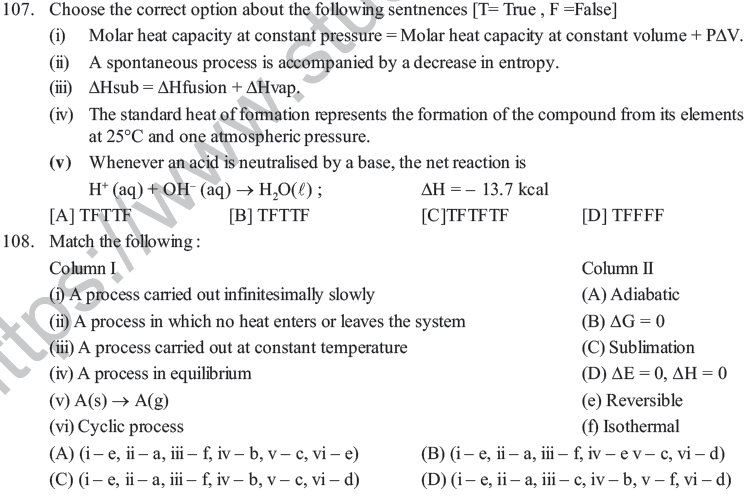 NEET UG Chemistry Chemical Thermodynamics MCQs-13