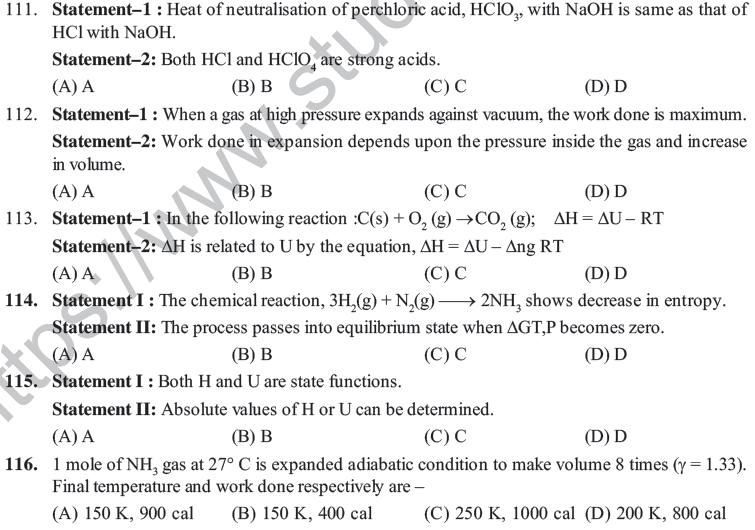 NEET UG Chemistry Chemical Thermodynamics MCQs-15