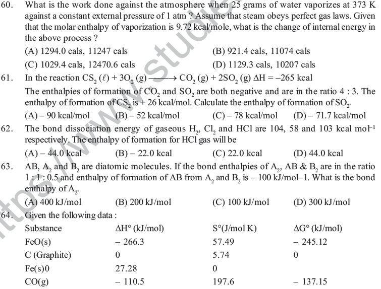 NEET UG Chemistry Chemical Thermodynamics MCQs-4