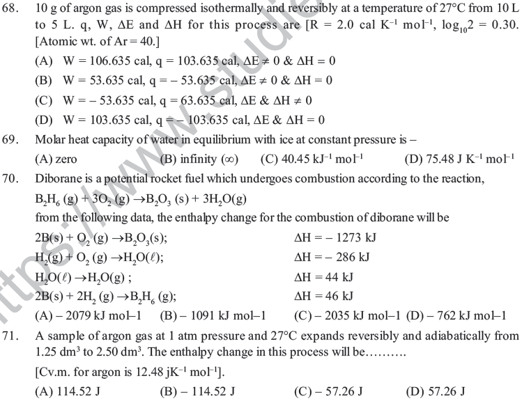 NEET UG Chemistry Chemical Thermodynamics MCQs-6