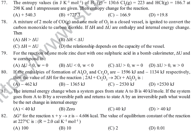 NEET UG Chemistry Chemical Thermodynamics MCQs-8