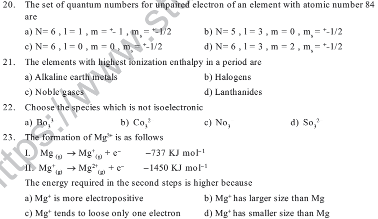NEET UG Chemistry Classification of Elements MCQs-