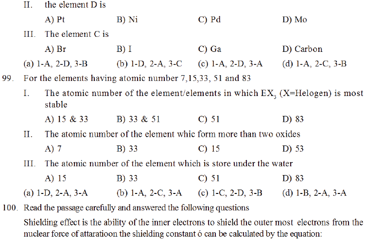 NEET UG Chemistry Classification of Elements MCQs-16