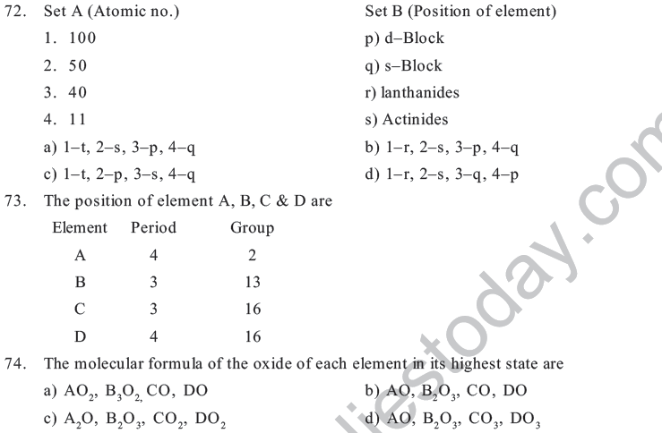 NEET UG Chemistry Classification of Elements MCQs-9
