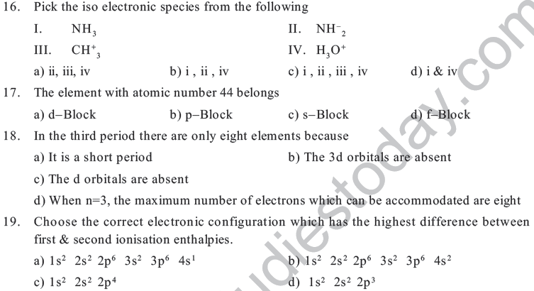 NEET UG Chemistry Classification of Elements MCQs