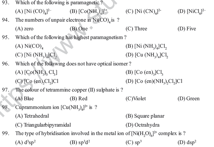 NEET UG Chemistry Coordination Compounds MCQs-10