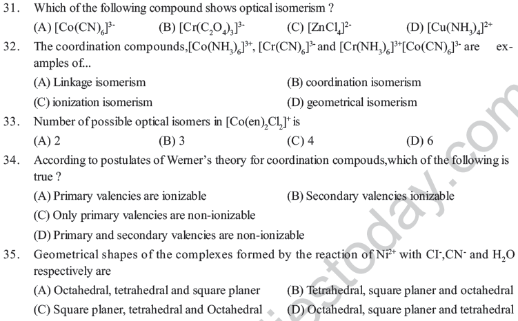 NEET UG Chemistry Coordination Compounds MCQs-3