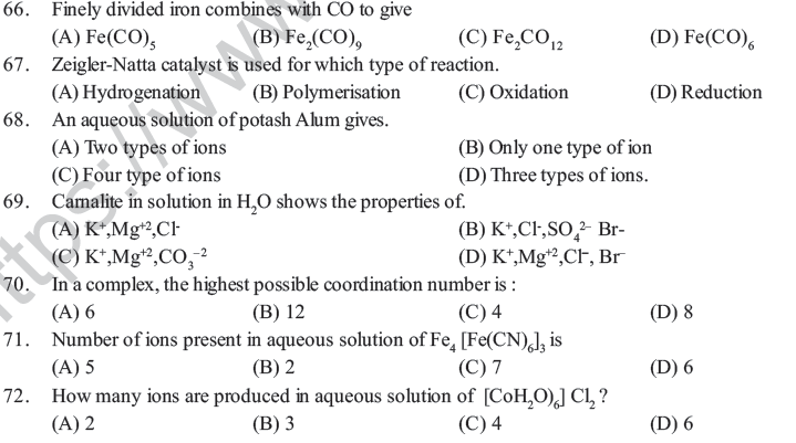 NEET UG Chemistry Coordination Compounds MCQs-6