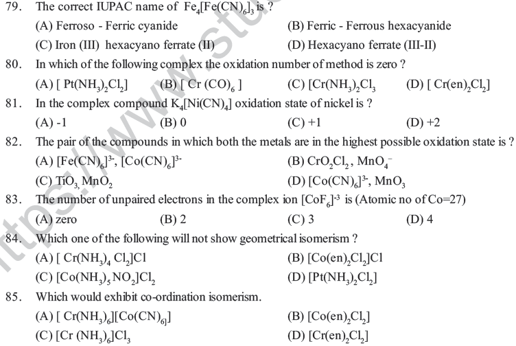 NEET UG Chemistry Coordination Compounds MCQs-8