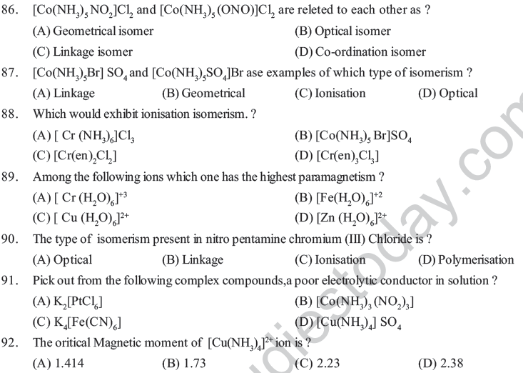 NEET UG Chemistry Coordination Compounds MCQs-9