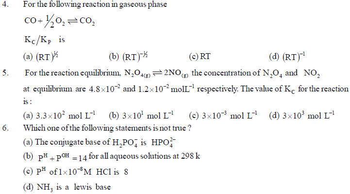 NEET UG Chemistry Equilibrium MCQs-