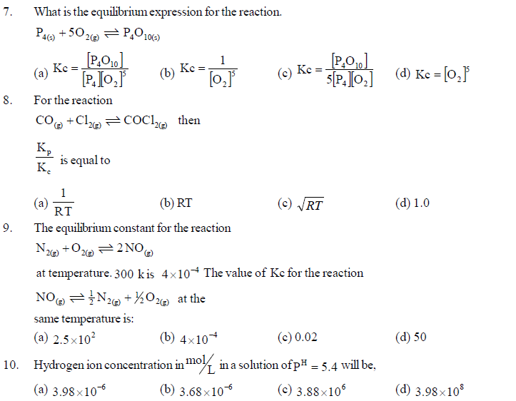 NEET UG Chemistry Equilibrium MCQs-1
