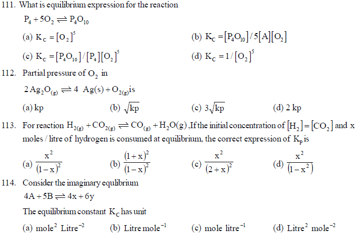 NEET UG Chemistry Equilibrium MCQs-22