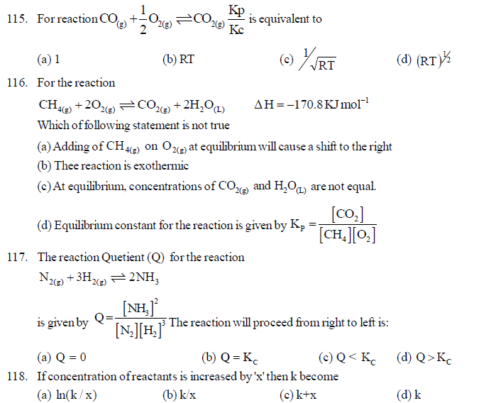 NEET UG Chemistry Equilibrium MCQs-23