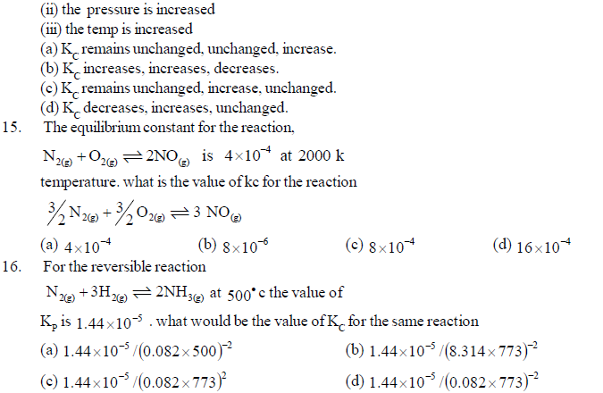 NEET UG Chemistry Equilibrium MCQs-3