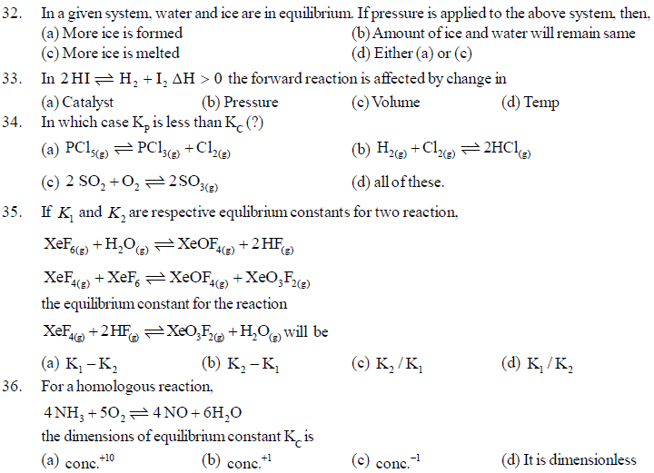 NEET UG Chemistry Equilibrium MCQs-7