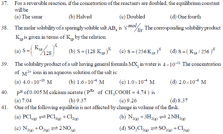 NEET UG Chemistry Equilibrium MCQs-8