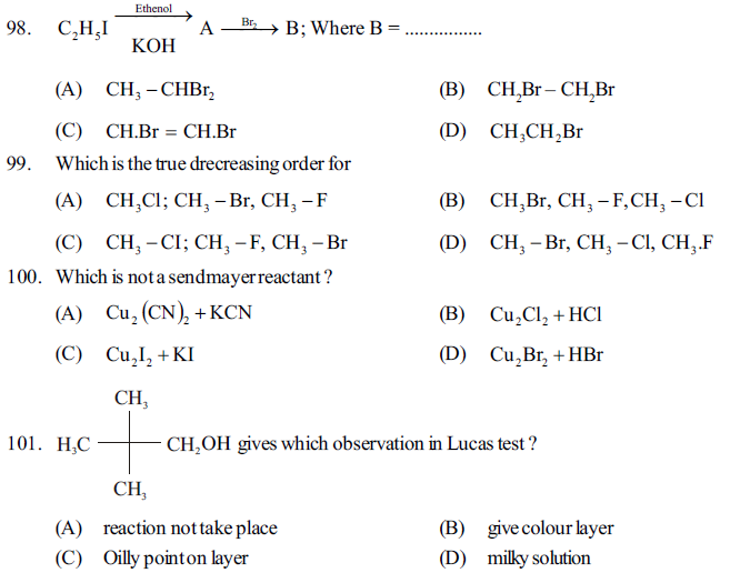 NEET UG Chemistry Organic Compounds Containing Halogens MCQs-24