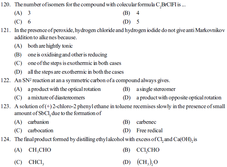 NEET UG Chemistry Organic Compounds Containing Halogens MCQs-29