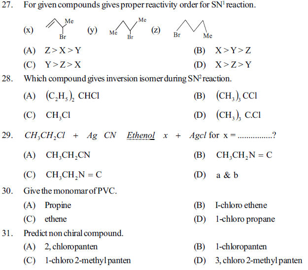 NEET UG Chemistry Organic Compounds Containing Halogens MCQs-4