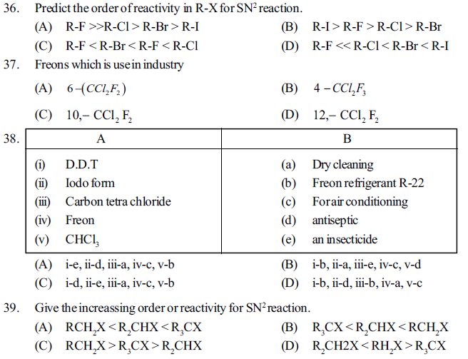 NEET UG Chemistry Organic Compounds Containing Halogens MCQs-6