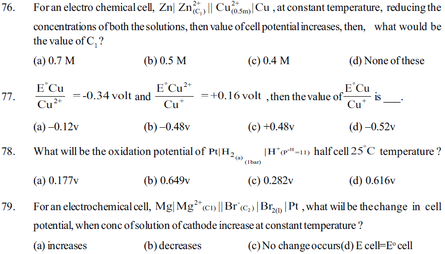 NEET UG Chemistry Redox Reactions and Electrochemistry MCQs-12