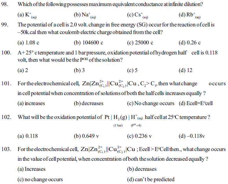 NEET UG Chemistry Redox Reactions and Electrochemistry MCQs-16