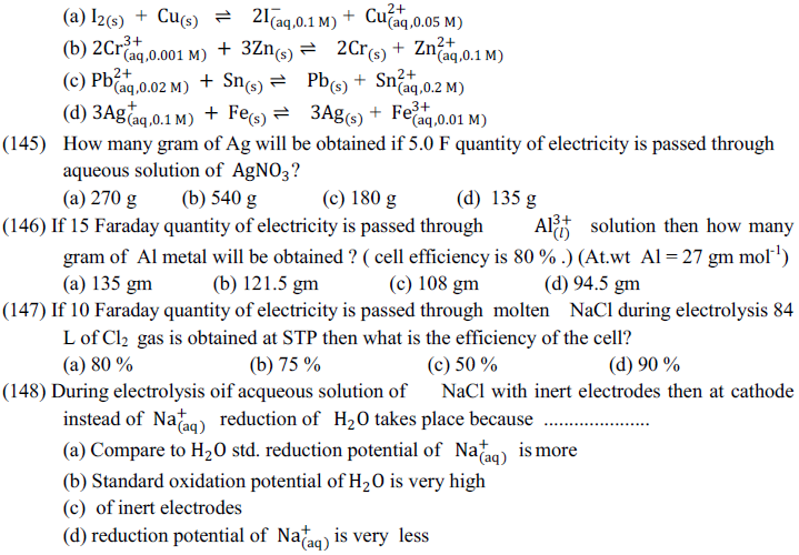NEET UG Chemistry Redox Reactions and Electrochemistry MCQs-25