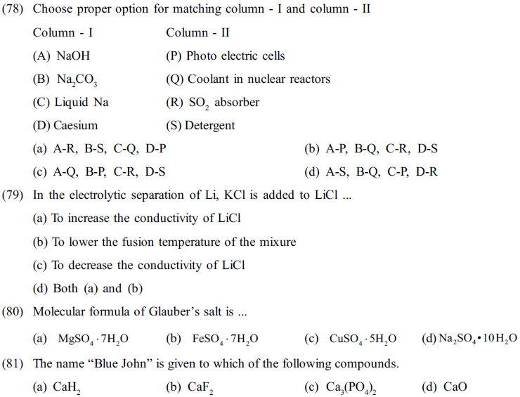 NEET UG Chemistry S Block Elements MCQs-3