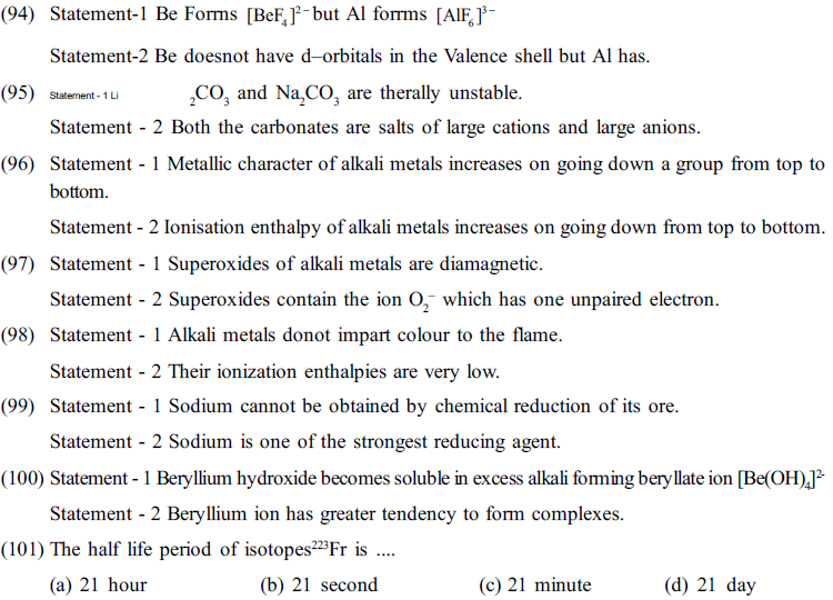 NEET UG Chemistry S Block Elements MCQs-6