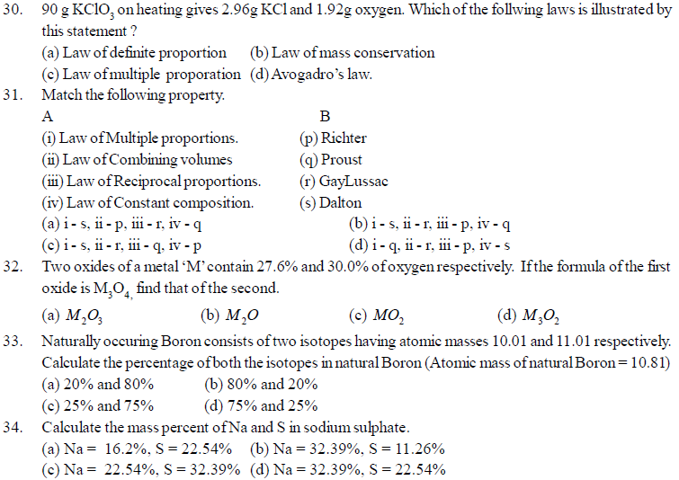 NEET UG Chemistry Some Basic Concepts MCQs-3