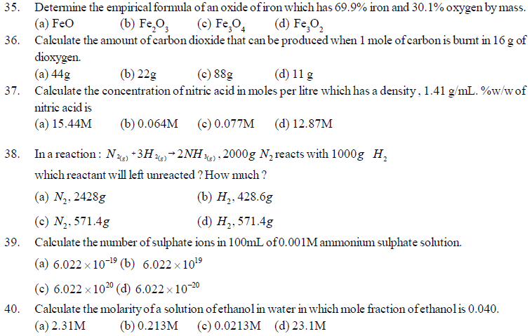 NEET UG Chemistry Some Basic Concepts MCQs-4