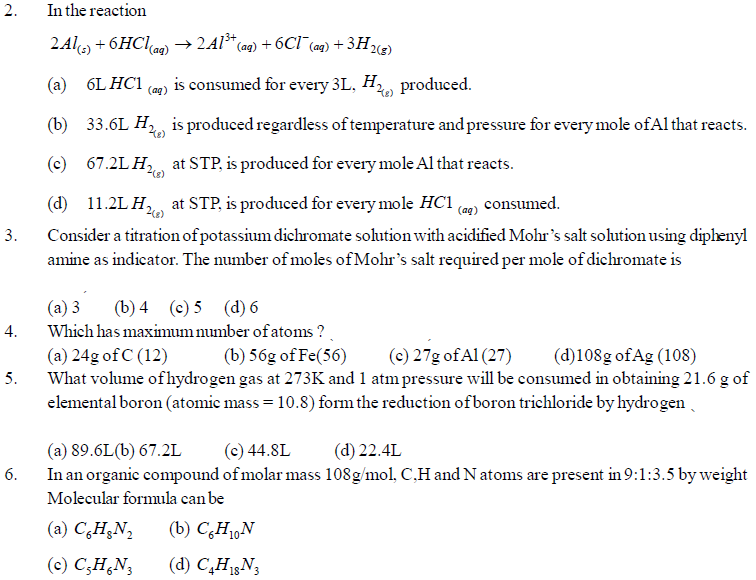 NEET UG Chemistry Some Basic Concepts MCQs