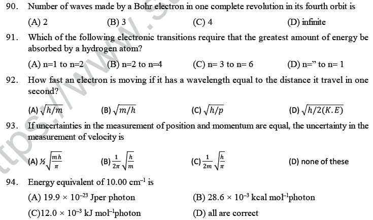 NEET UG Chemistry Structure of Atom MCQs-11