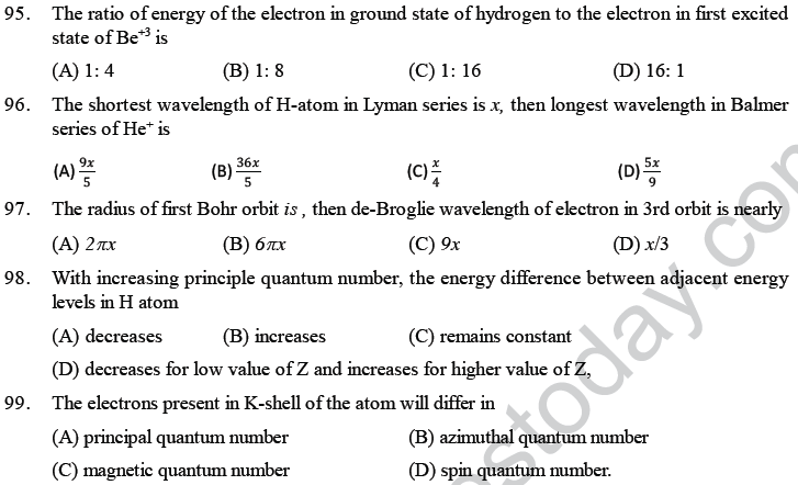 NEET UG Chemistry Structure of Atom MCQs-12