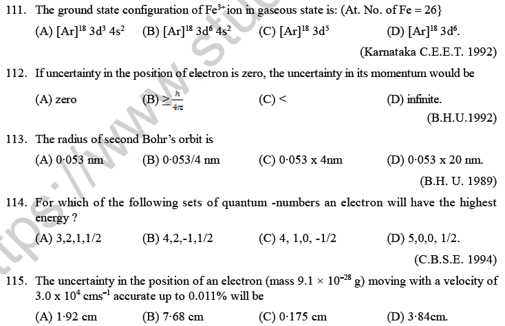 NEET UG Chemistry Structure of Atom MCQs-13