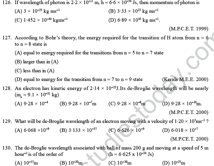 NEET UG Chemistry Structure of Atom MCQs-16