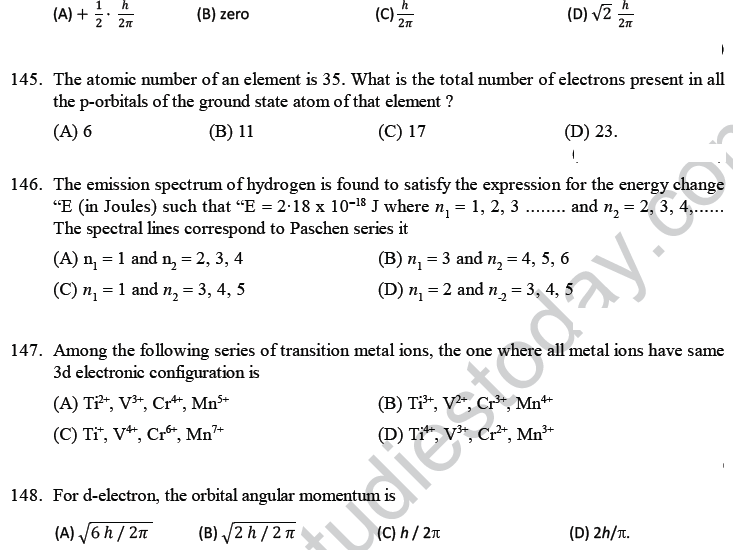 NEET UG Chemistry Structure of Atom MCQs-19