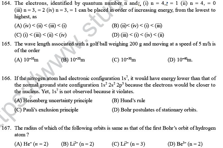 NEET UG Chemistry Structure of Atom MCQs-24