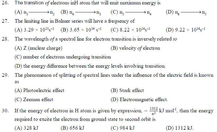 NEET UG Chemistry Structure of Atom MCQs-2