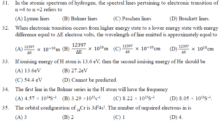 NEET UG Chemistry Structure of Atom MCQs-3