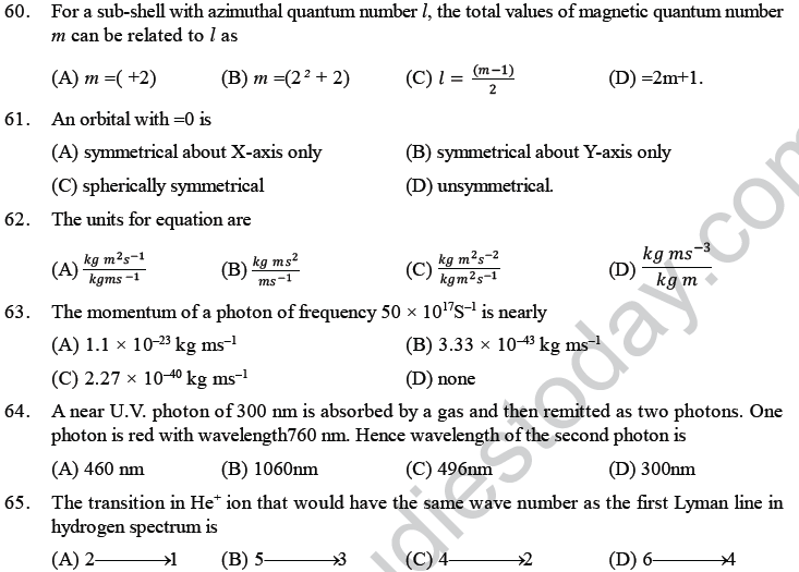 NEET UG Chemistry Structure of Atom MCQs-6