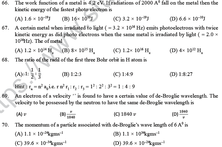 NEET UG Chemistry Structure of Atom MCQs-7