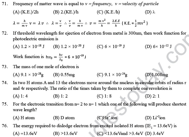 NEET UG Chemistry Structure of Atom MCQs-8