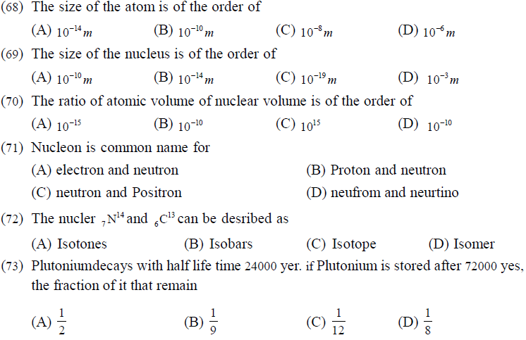 NEET UG Physics Atom and Nucleus MCQs-16