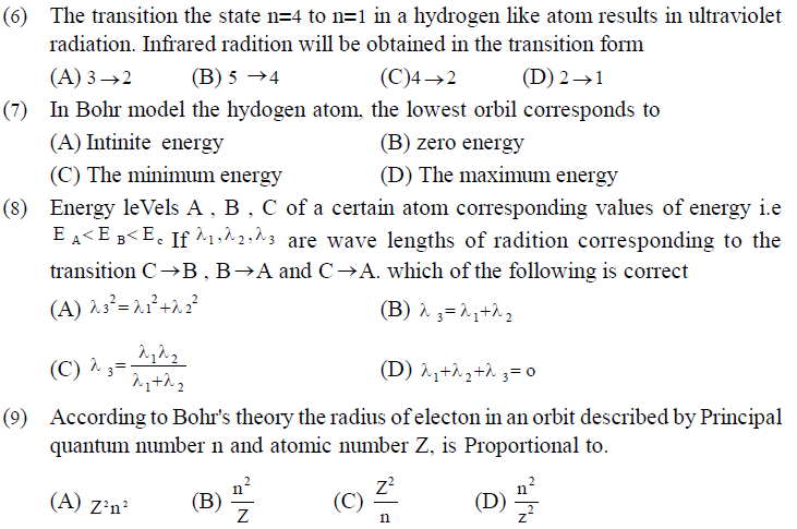 NEET UG Physics Atom and Nucleus MCQs-2