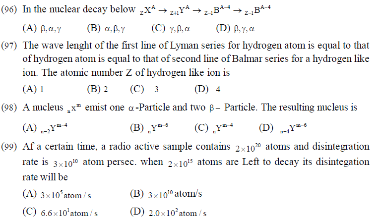 NEET UG Physics Atom and Nucleus MCQs-21